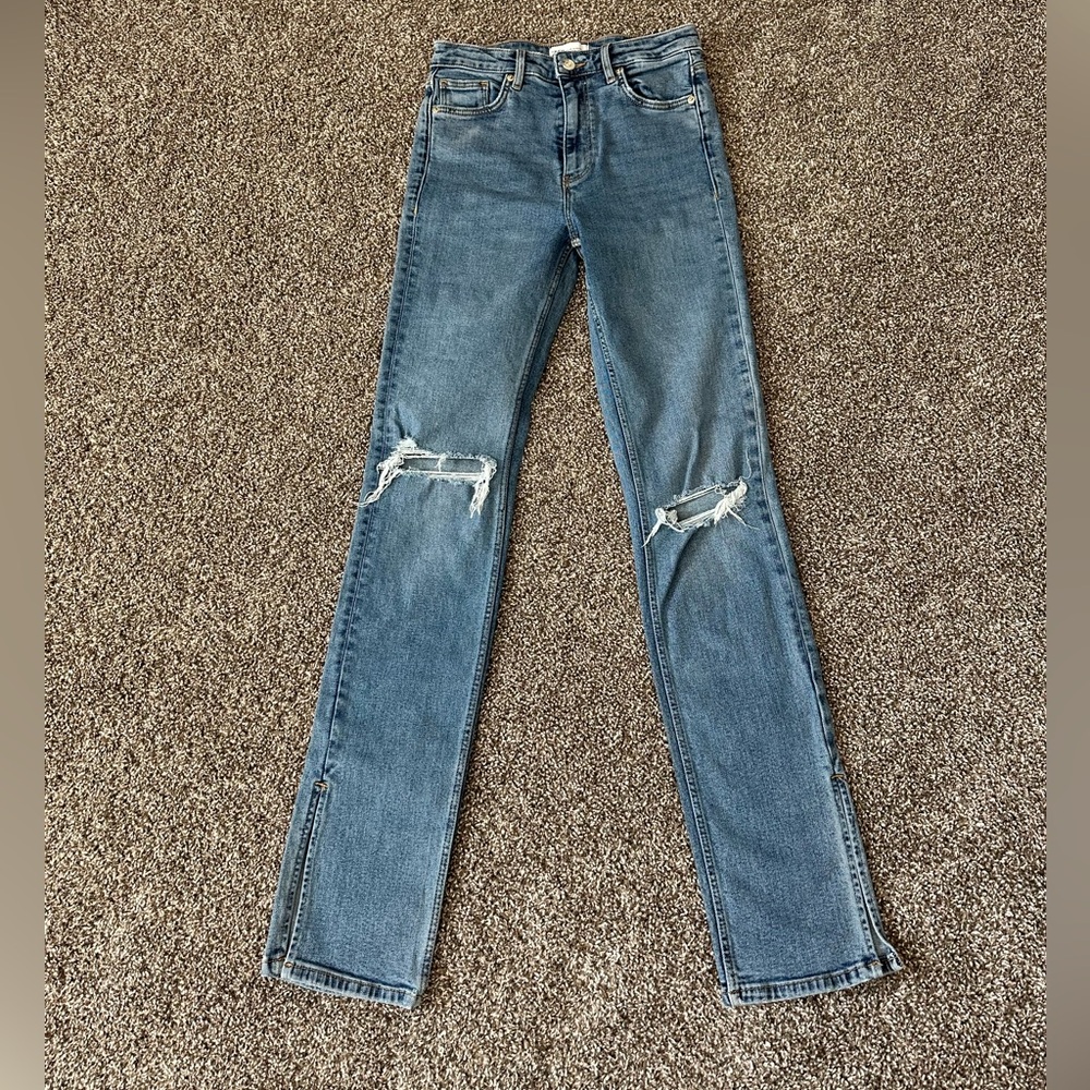 Zara Blue Distressed Skinny Jeans